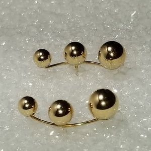 Triple Ball 14k Gold Stud Earrings